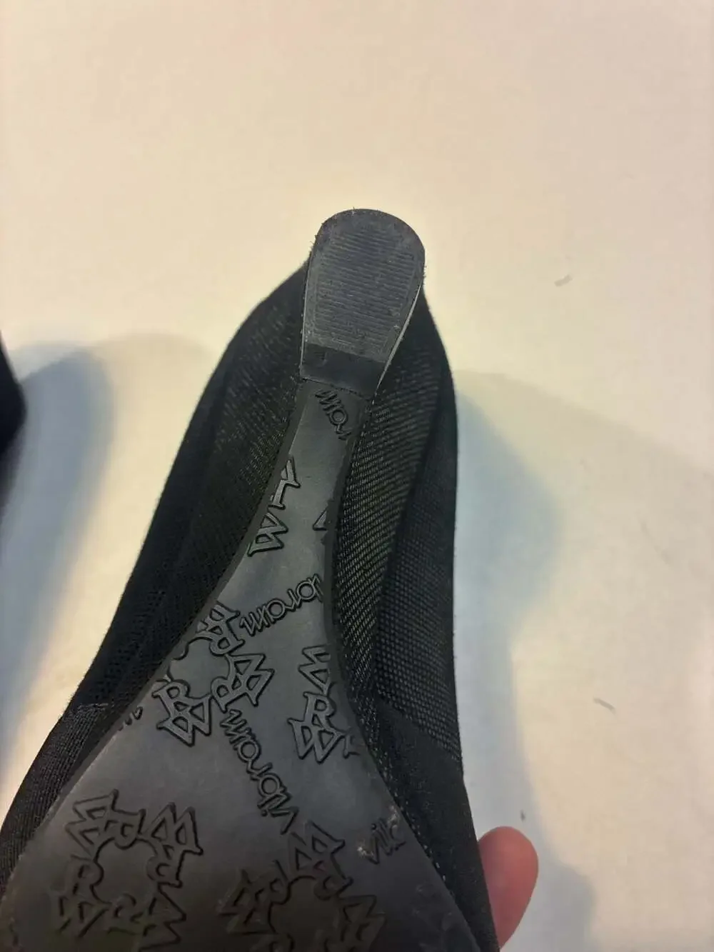Ron White Black Suede and Mesh Wedge Heels Made in Italy